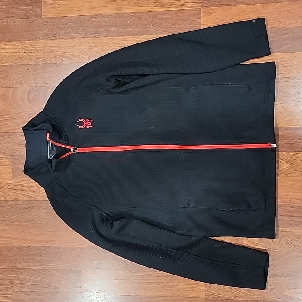 SPYDER Kids Boys Large L 14/16 Logo Black Zip-Up Sweater Sweatshirt Jacket